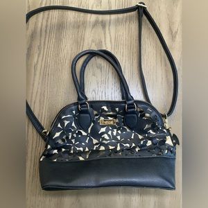 Bebe Black Purse Handbag Cutwork Die-cut Denise Small Dome